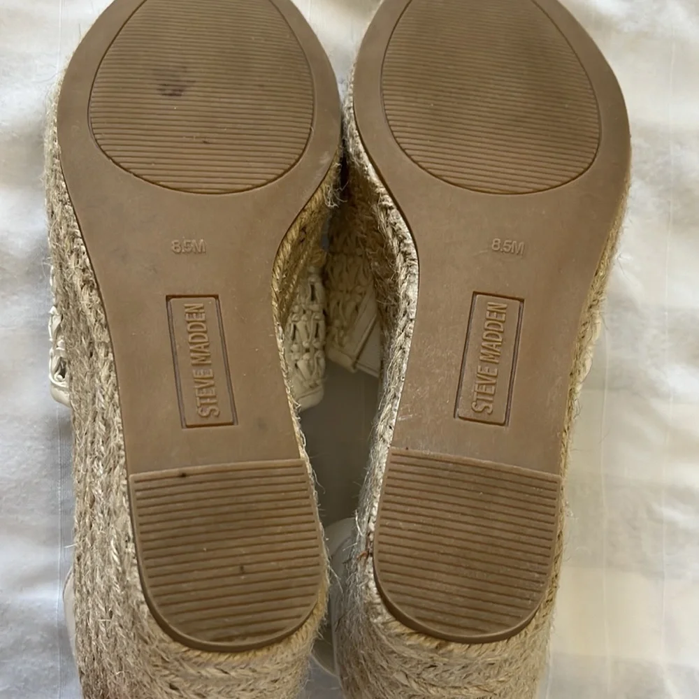 Steve Madden Joni espadrille white wedge platform sandals heels Size 8.5